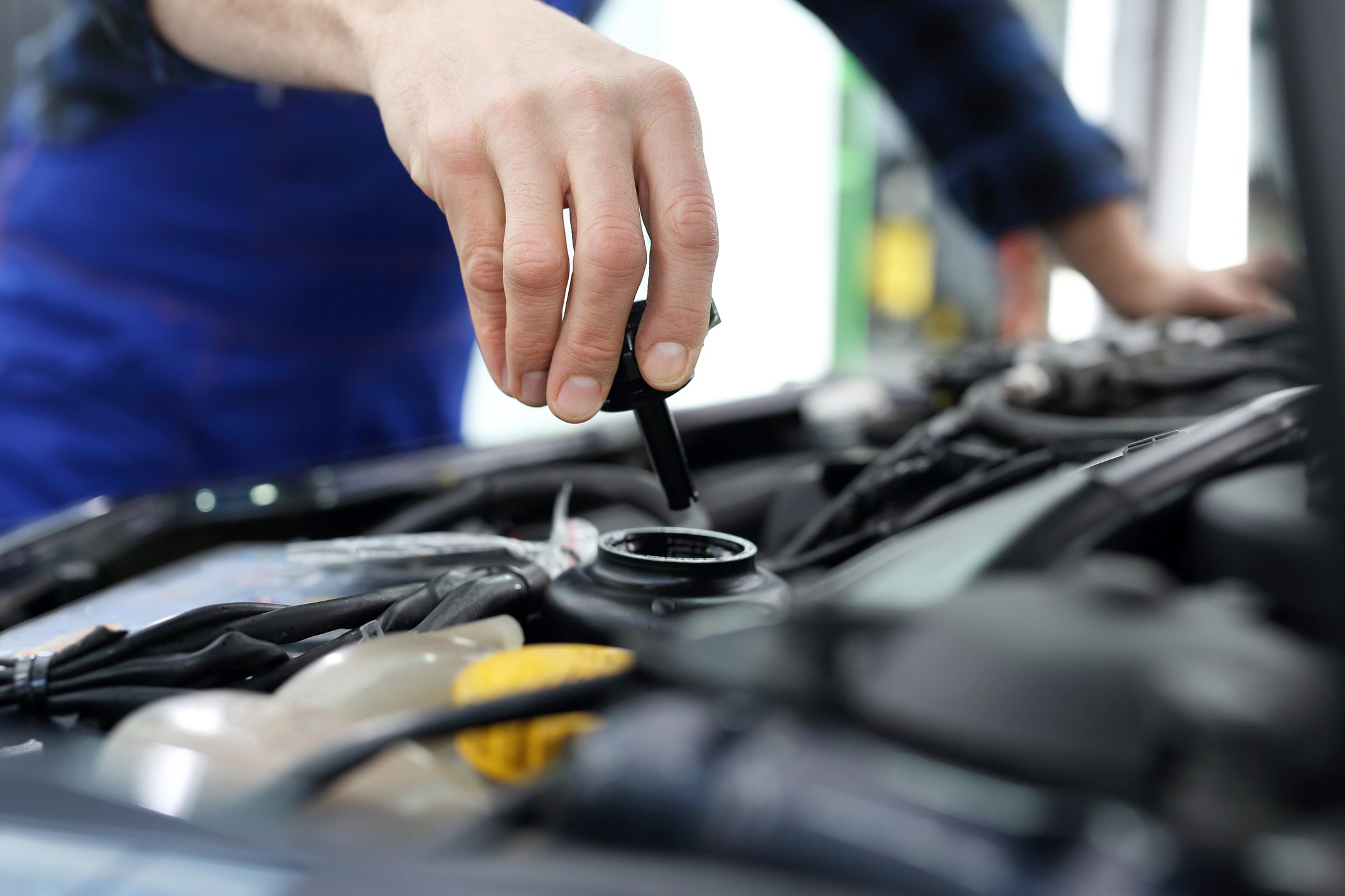 Checking fluids in car